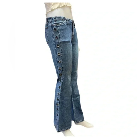 Garage Vintage Y2K Flare Bell Bottom Grommet  Detail Jeans Size 9 - Picture 1 of 15